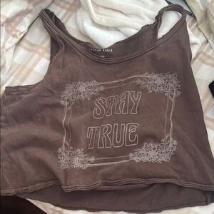 American Eagle Outfitters Brown Asymmetrical Crop Tank